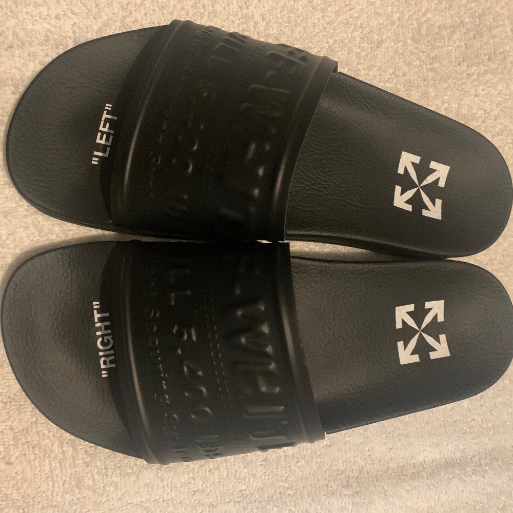 NEW Off-White Slide Sandals Embossed Logo Black SZ EU 39